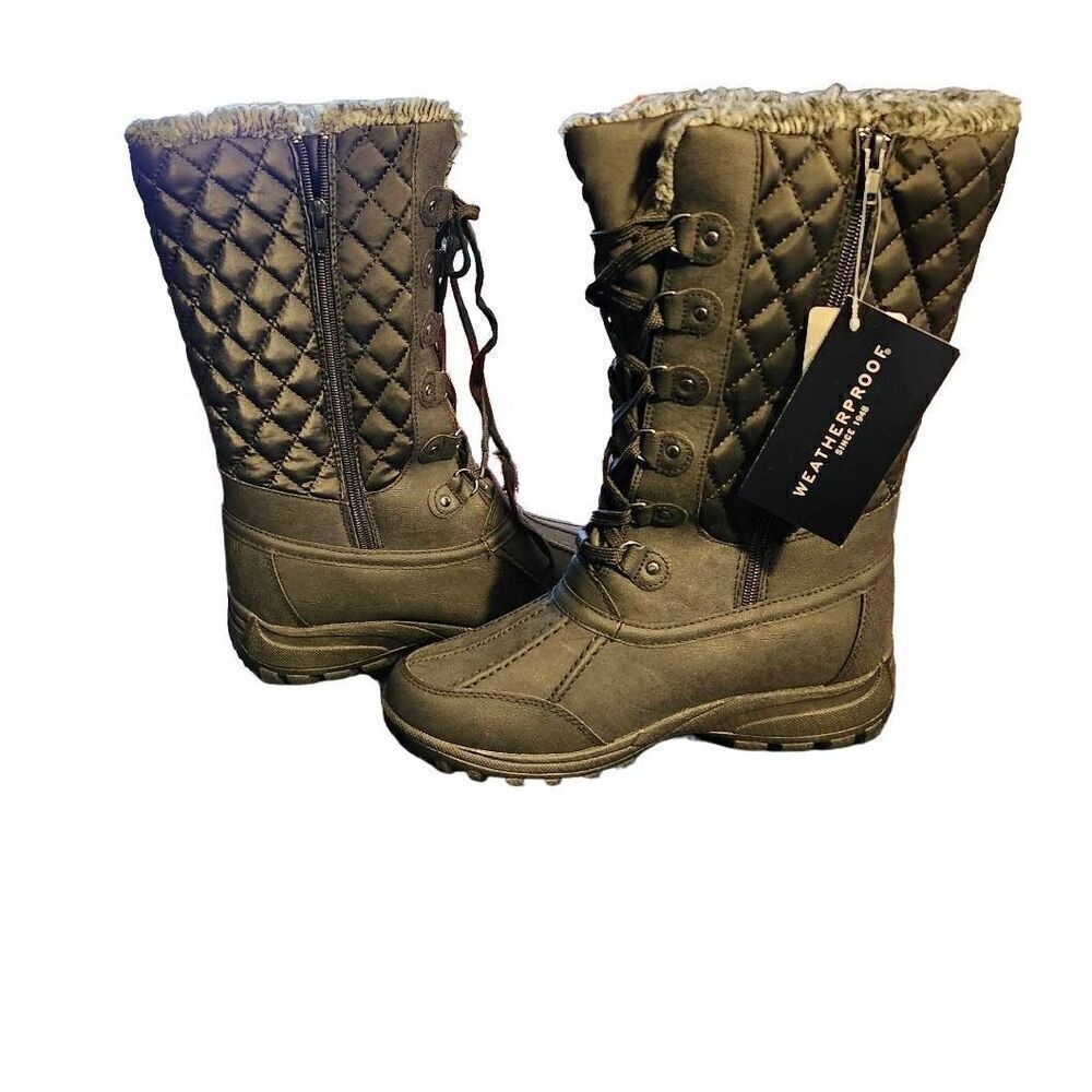 Weatherproof Quilted Lace-Up Boots NWT Size 9. Thermometer Insoles Keeps You War